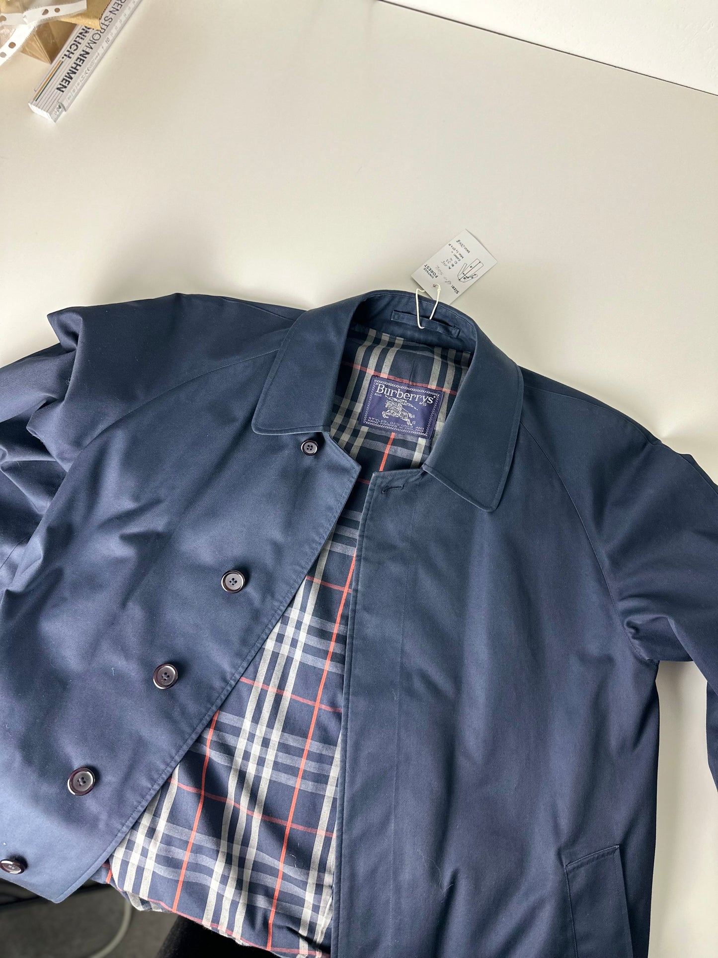 Vintage Burberry Car Coat Navy 50 L