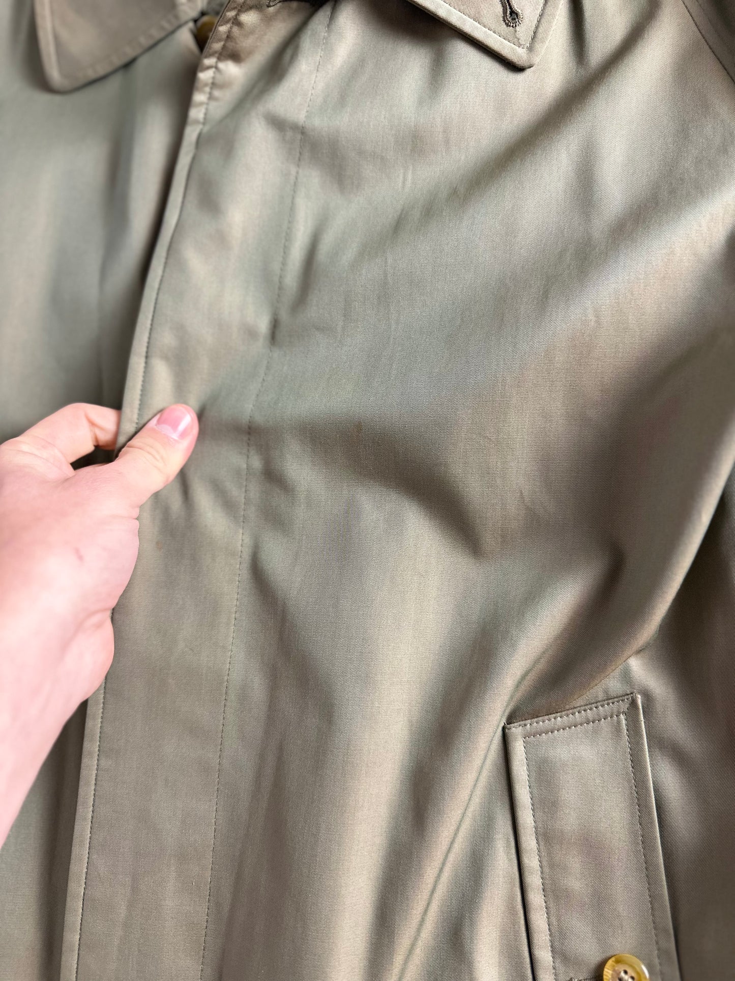 Vintage Burberry Car Coat Khaki Size 46 S With Lining