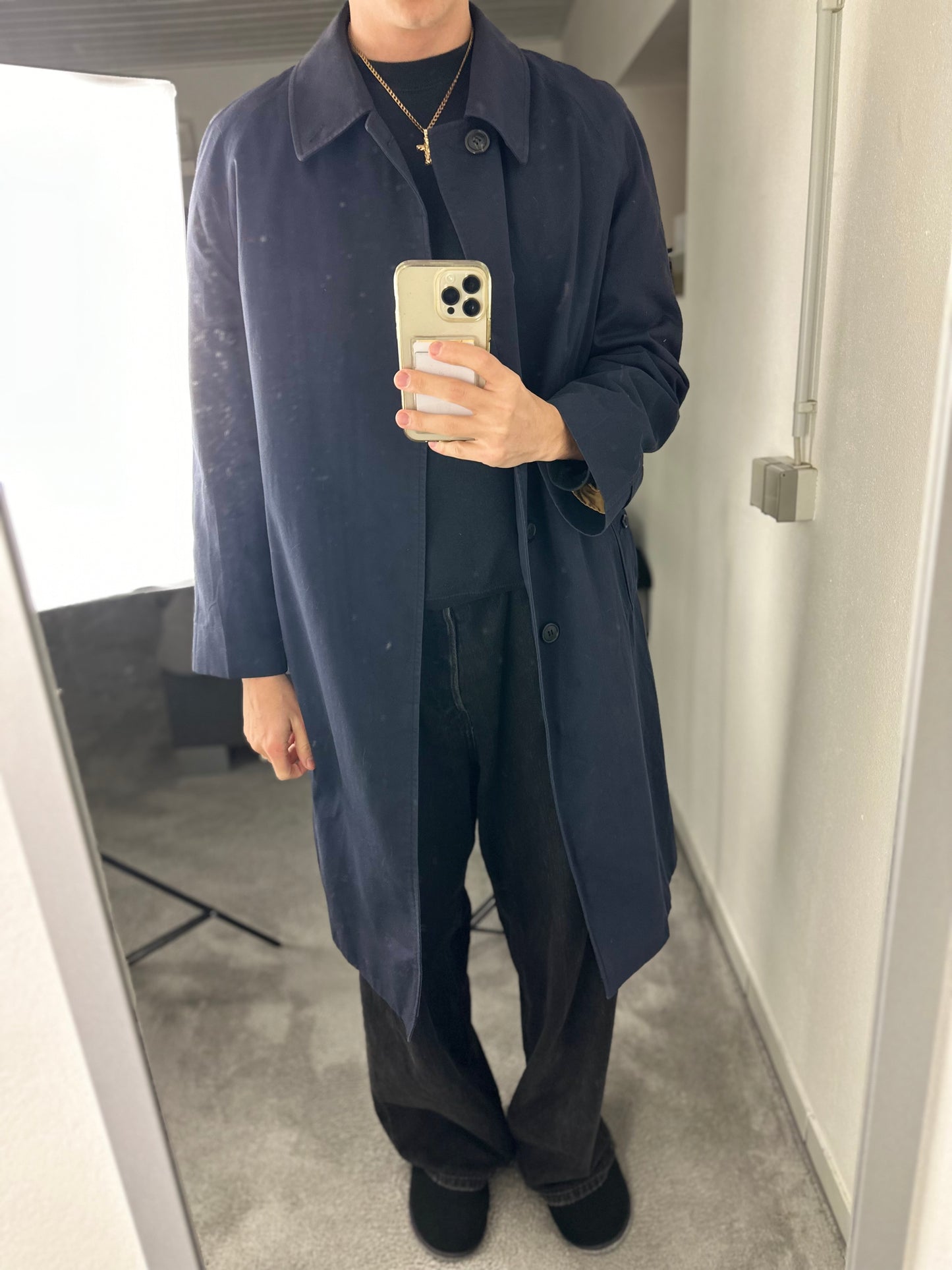 Vintage Burberry Car Coat Navy Size 48