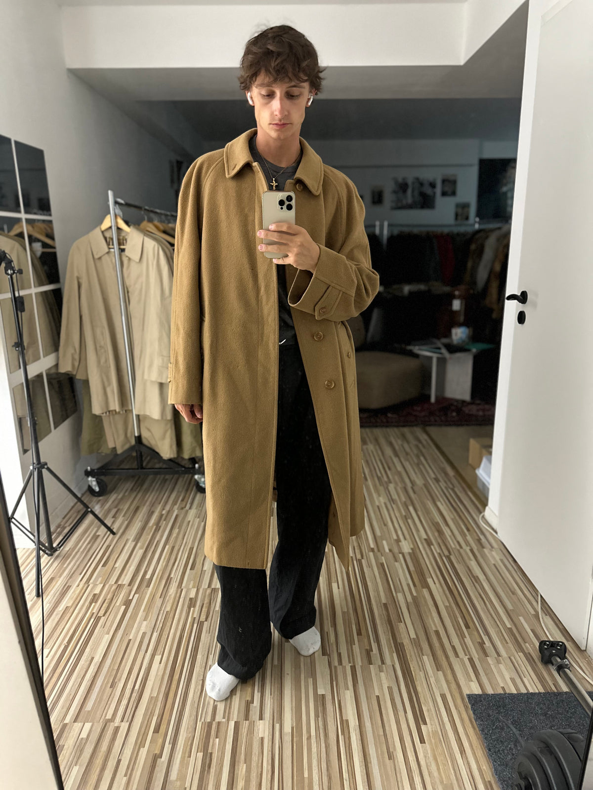 Vintage Burberry Wool Coat Brown Size 60 XXXL