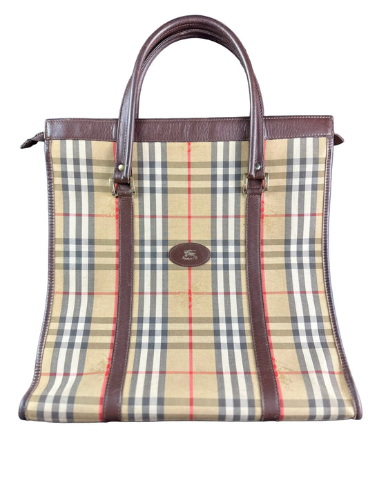 Vintage Burberry Haymarket Nova Check Tote Bag Shopper