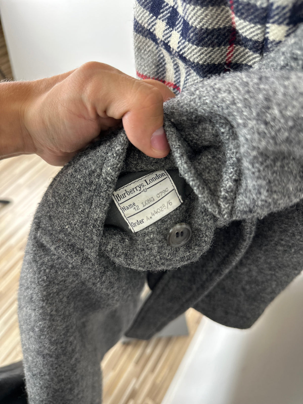Vintage Burberry Wool Coat Grey Size 10 S