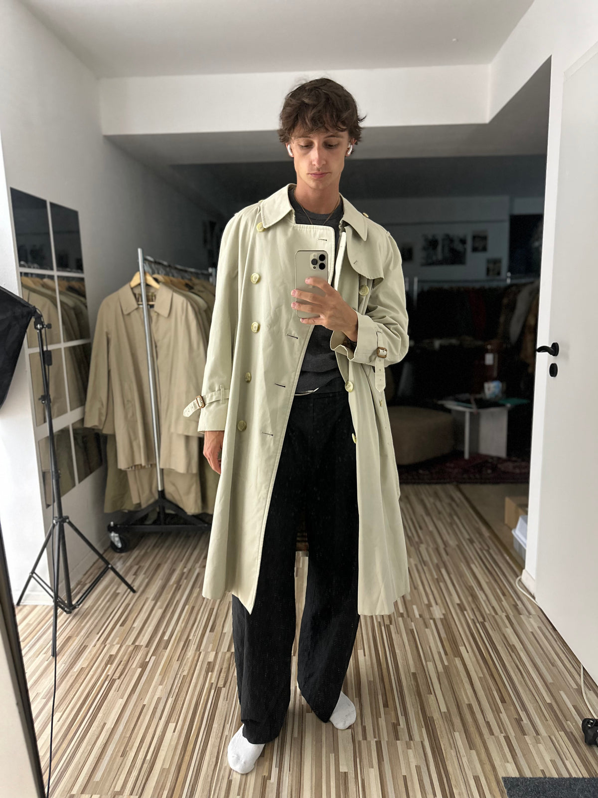 Vintage Burberry Trench Coat Creme Size 58 XXL