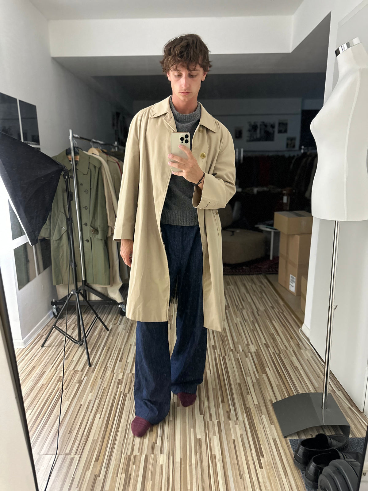 Vintage Burberry Car Coat Beige Size 52 L