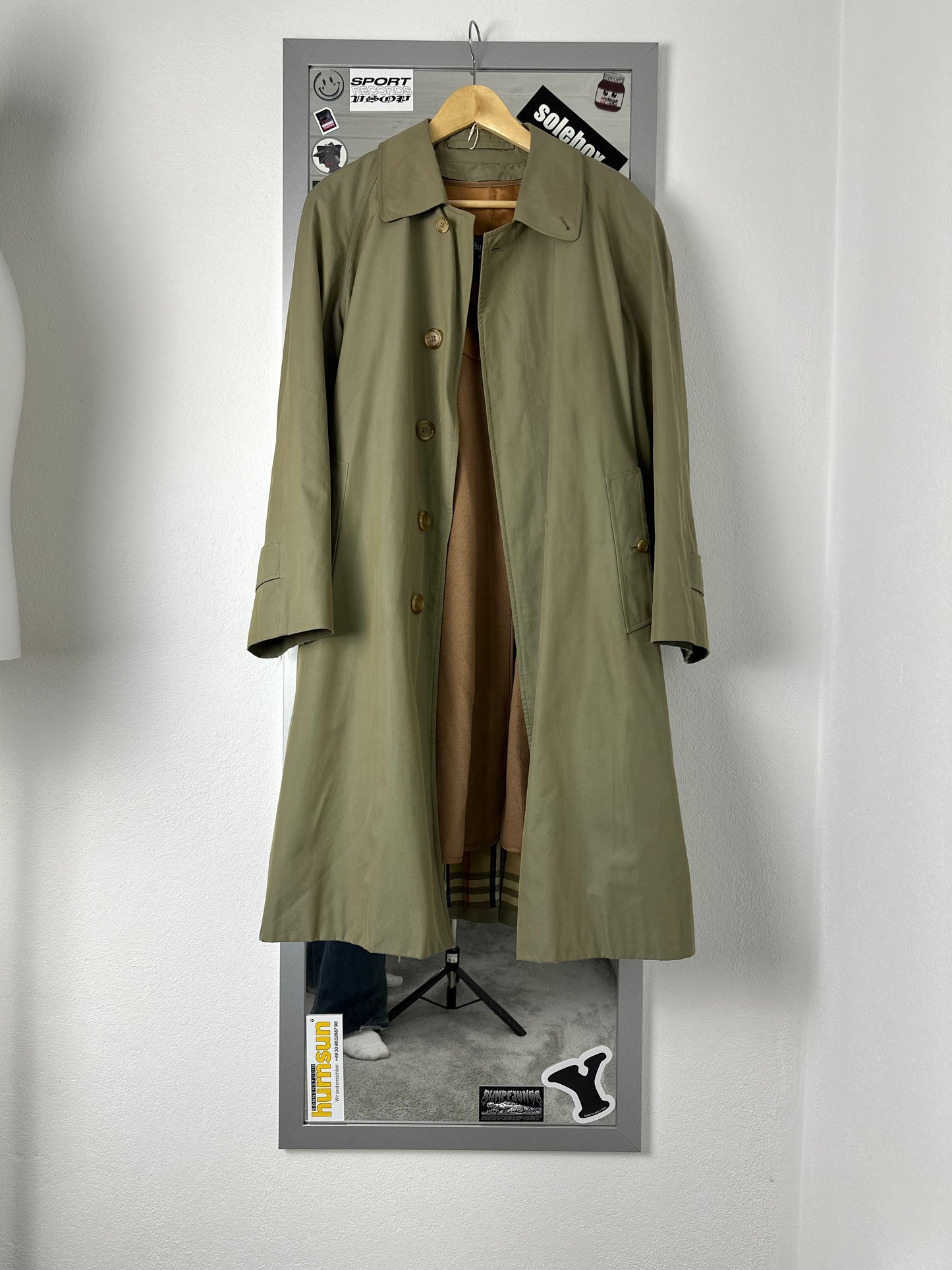 Vintage Burberry Car Coat Oliv Size 46 S With Lining