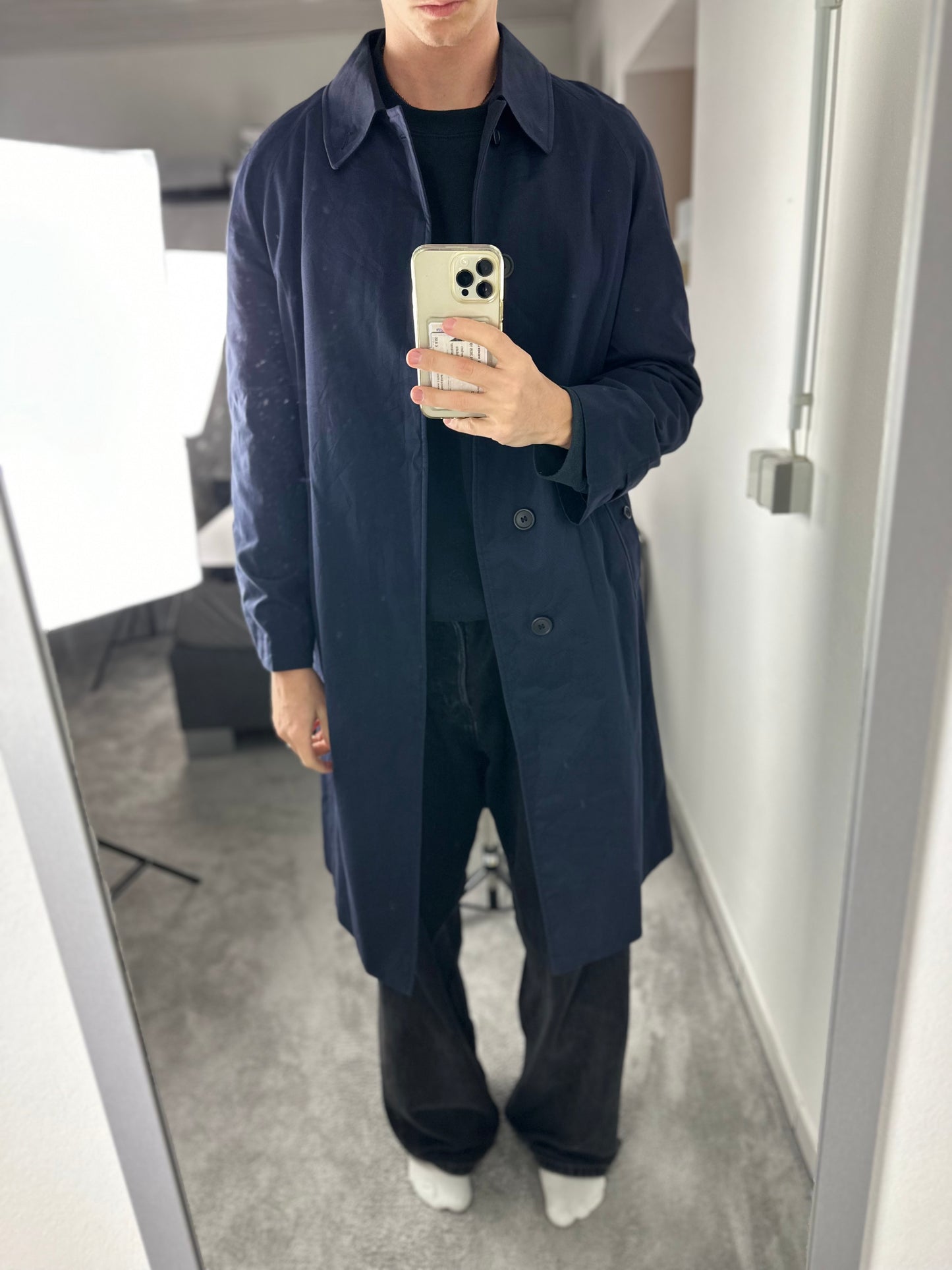 Vintage Burberry Car Coat Navy Size 48 M
