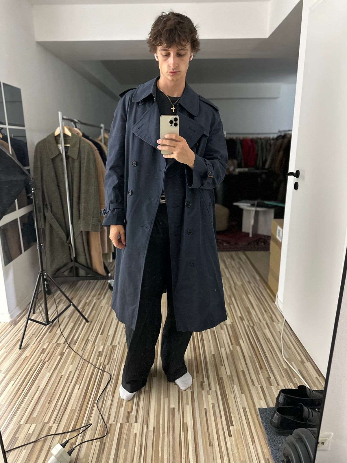 Vintage Burberry Trench Coat Navy Size 50 L