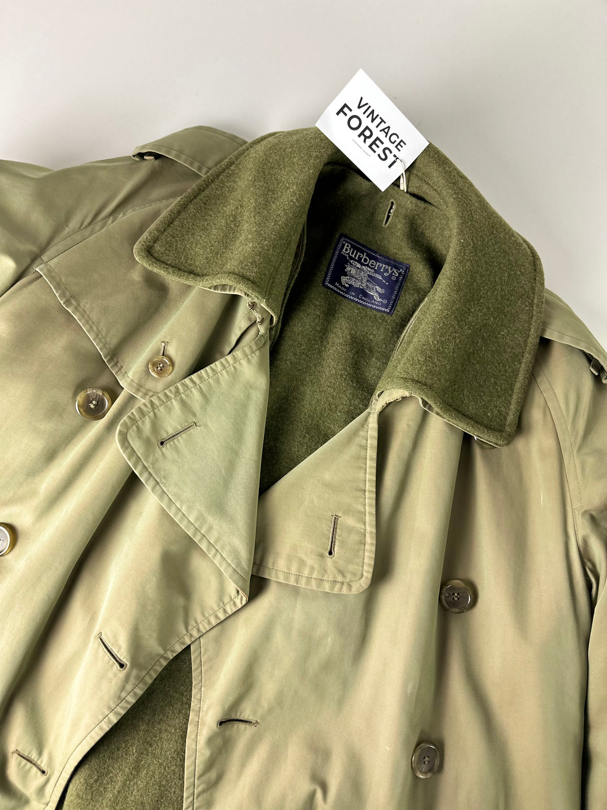 Vintage Burberry Trench Coat Khaki Size 48 M With Lining
