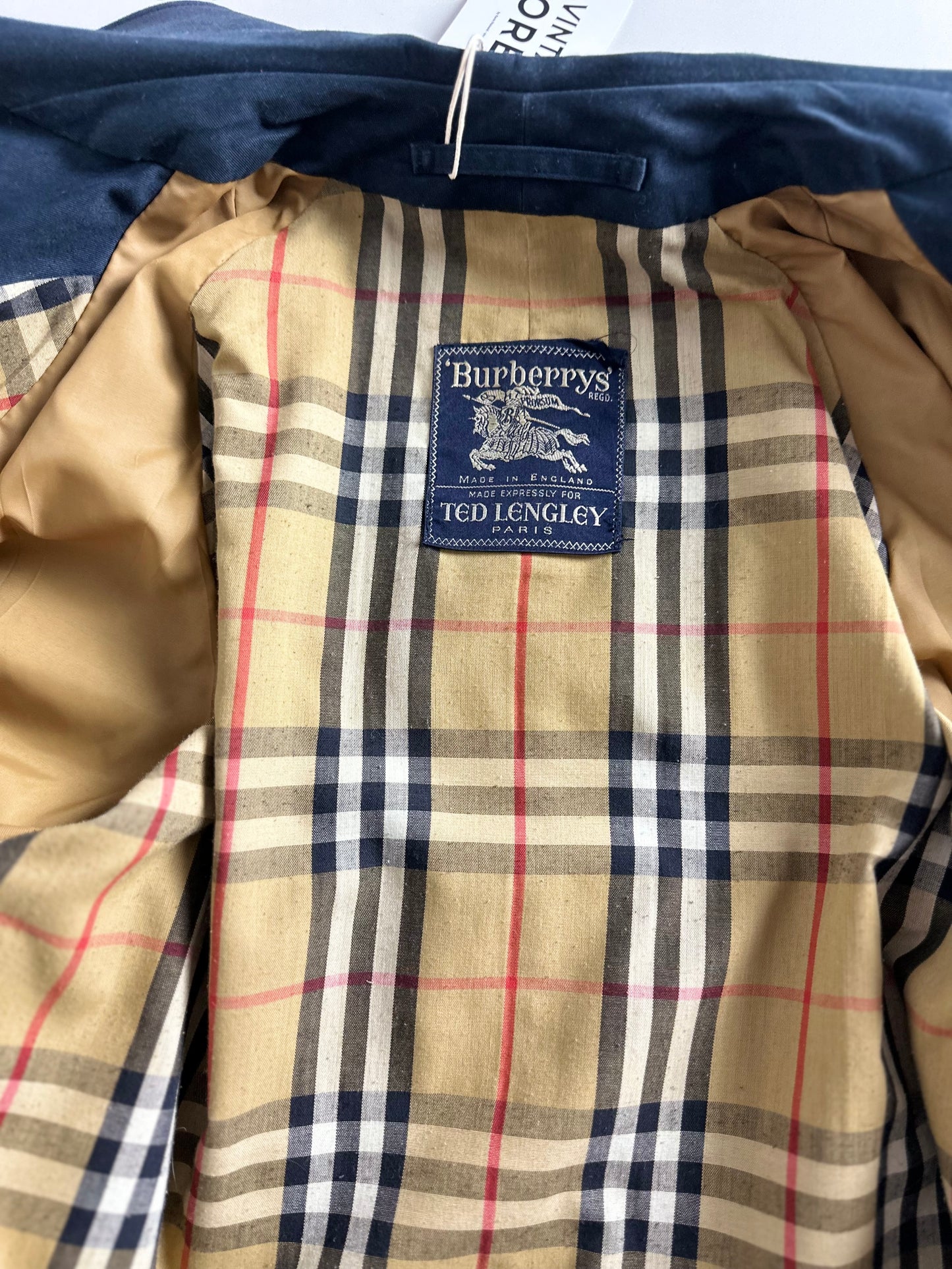 Vintage Burberry Car Coat Navy Size 48 M