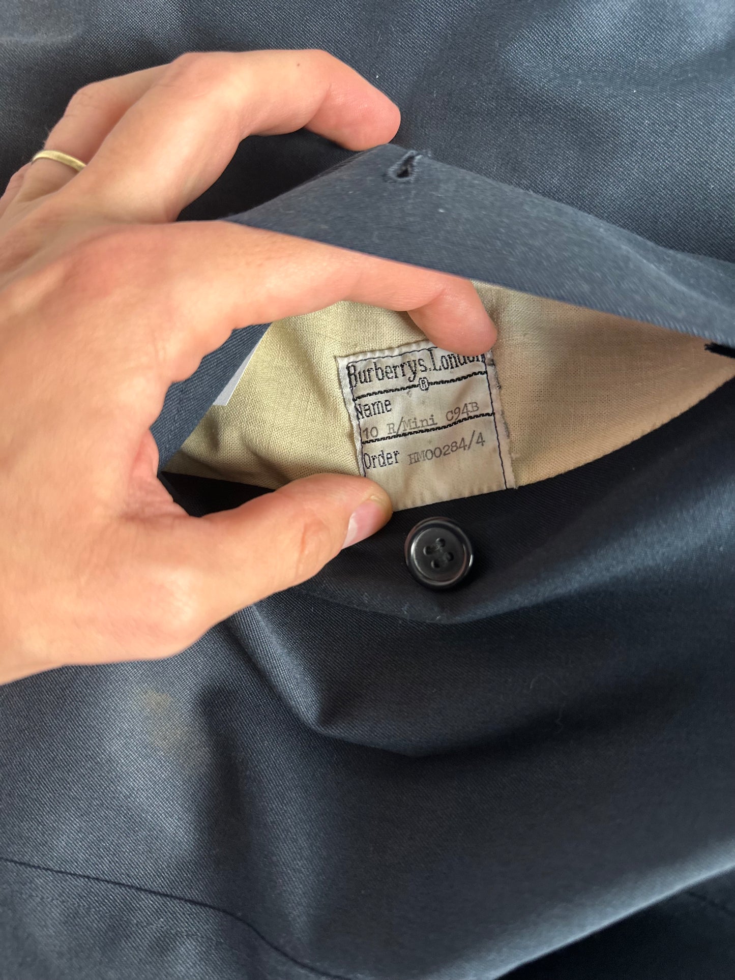 Vintage Burberry Car Coat Navy Size 10 S