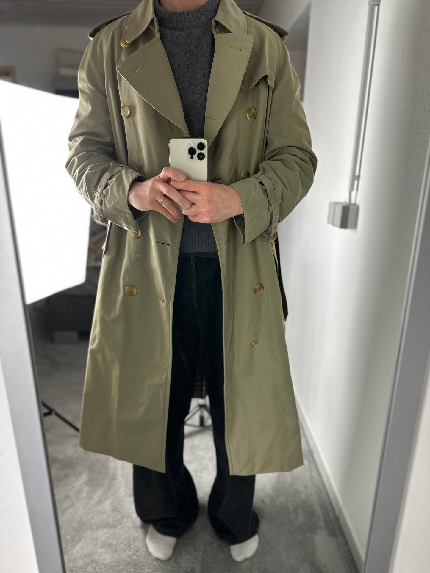 Vintage Burberry Trench Coat Oliv Size 52 L