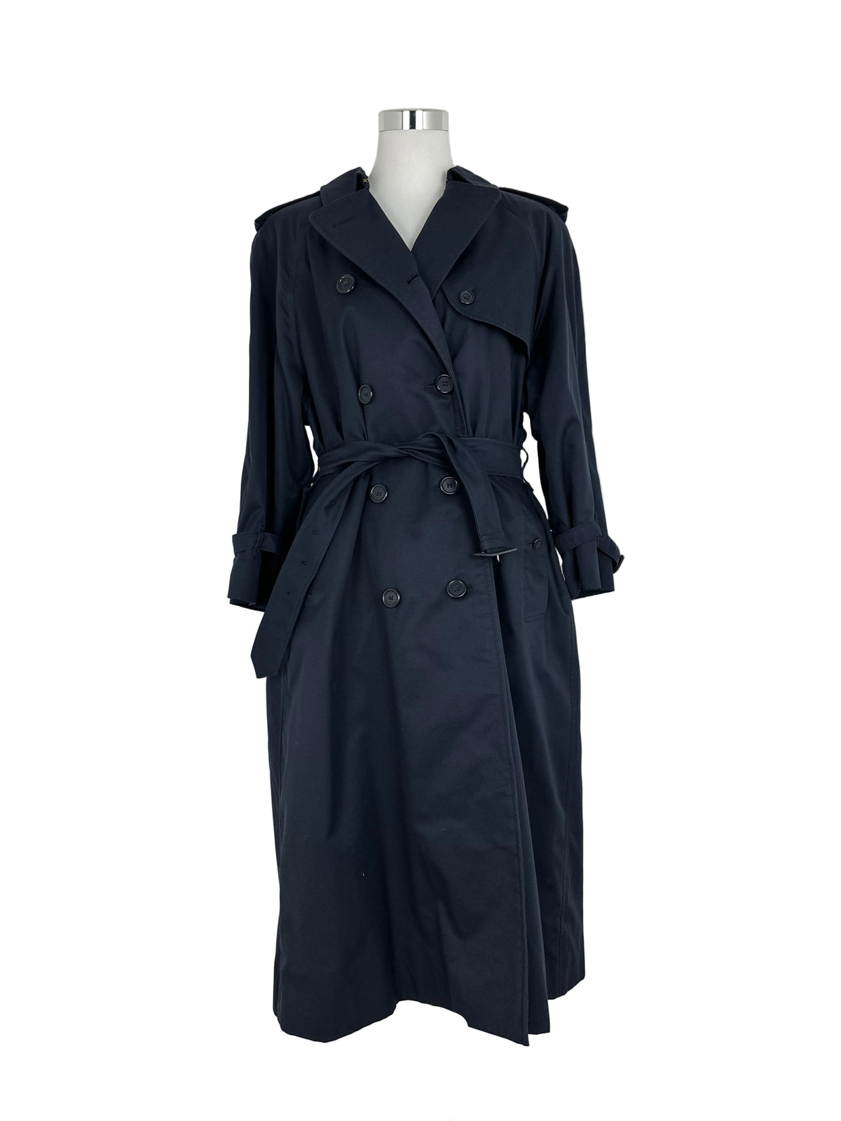 Vintage Burberry Trench Coat Navy Size 12 M With Lining