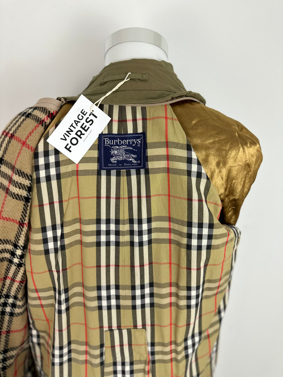 Vintage Burberry Trench Coat Khaki Size 46 S With Lining