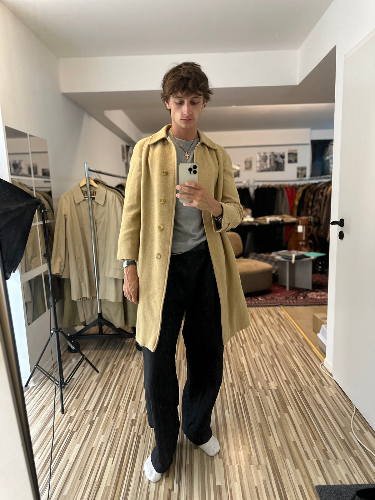 Vintage Burberry Wool Coat Beige Size 10 S