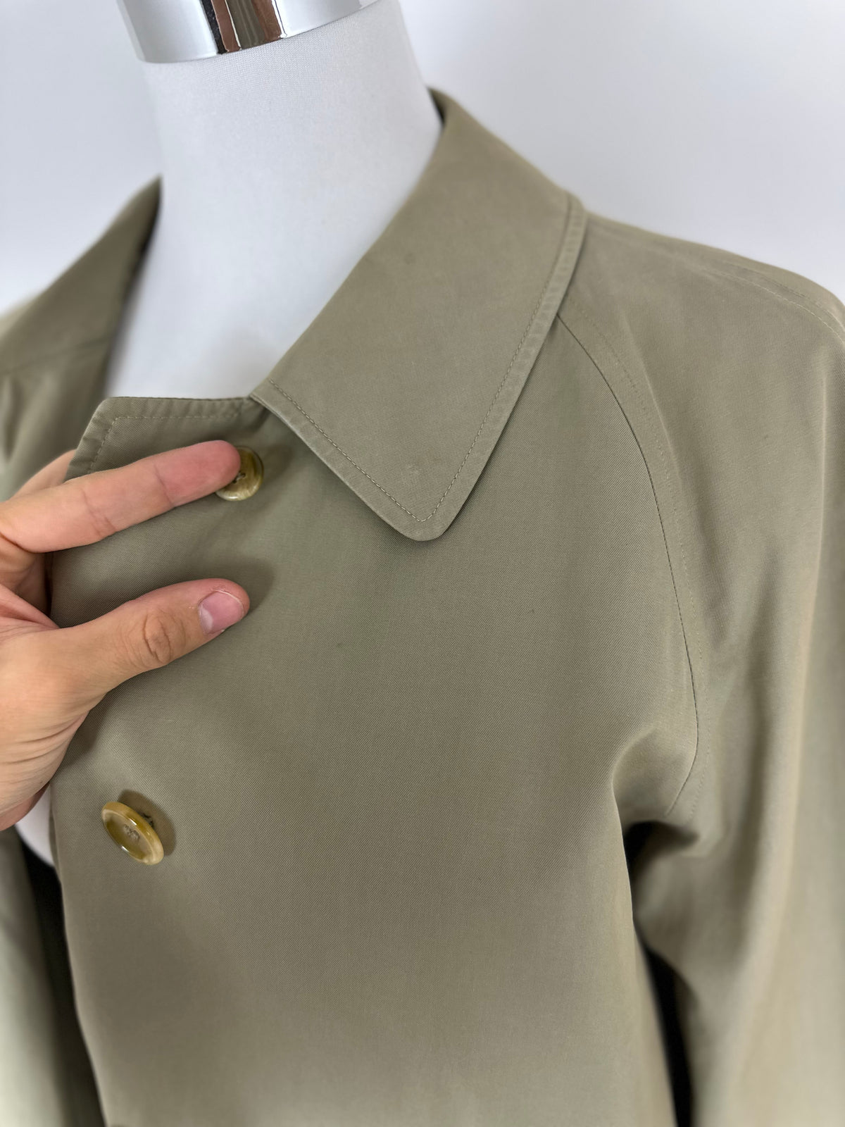 Vintage Burberry Car Coat Oliv Size 16 XL With Lining