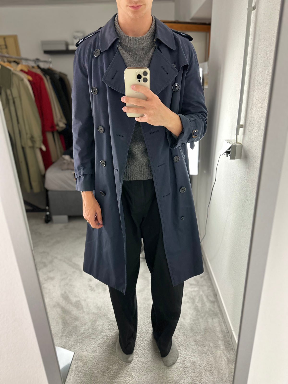 Vintage Burberry Trench Coat Navy Size 46 S