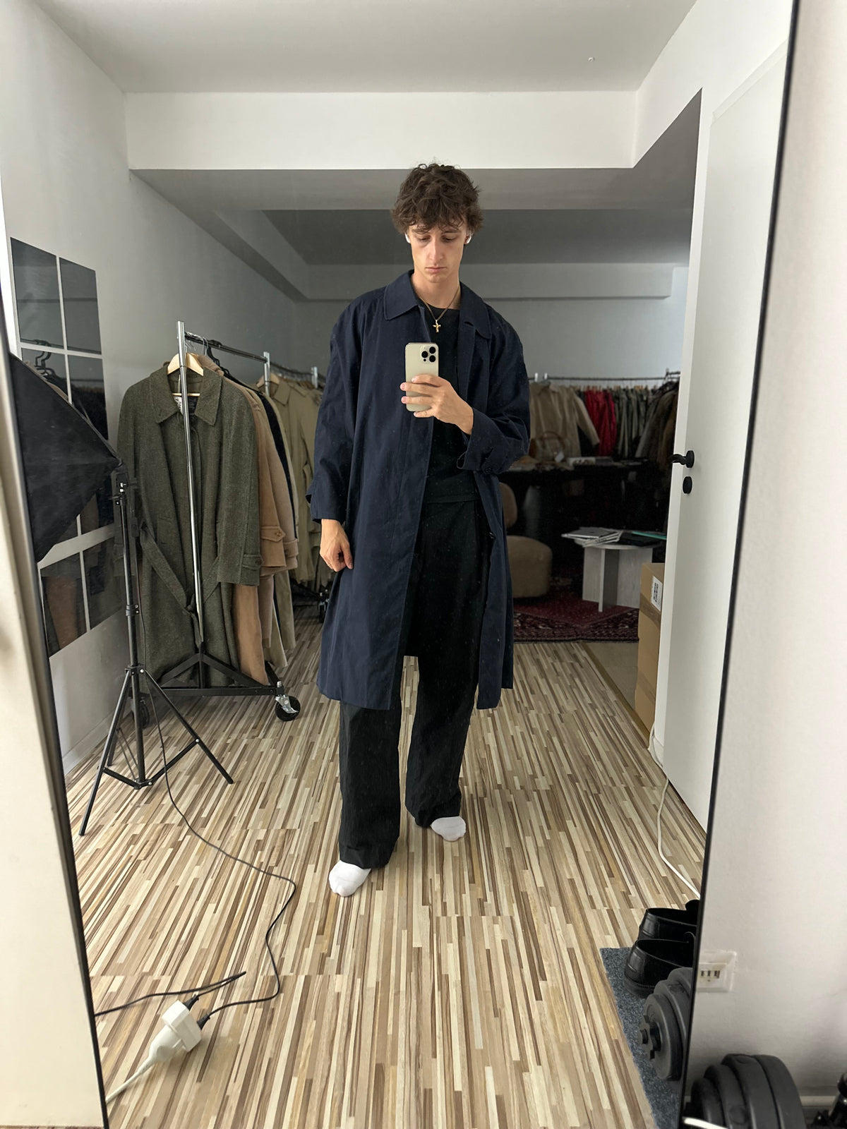 Vintage Burberry Car Coat Navy Size 56 XL