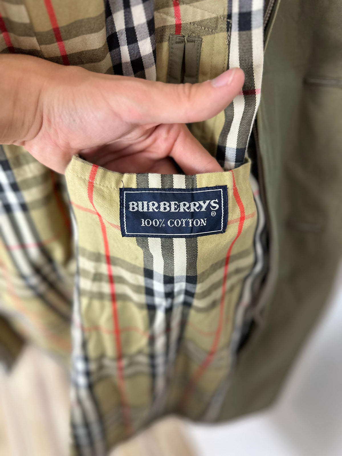 Vintage Burberry Trench Coat Khaki Size 46 S With Lining
