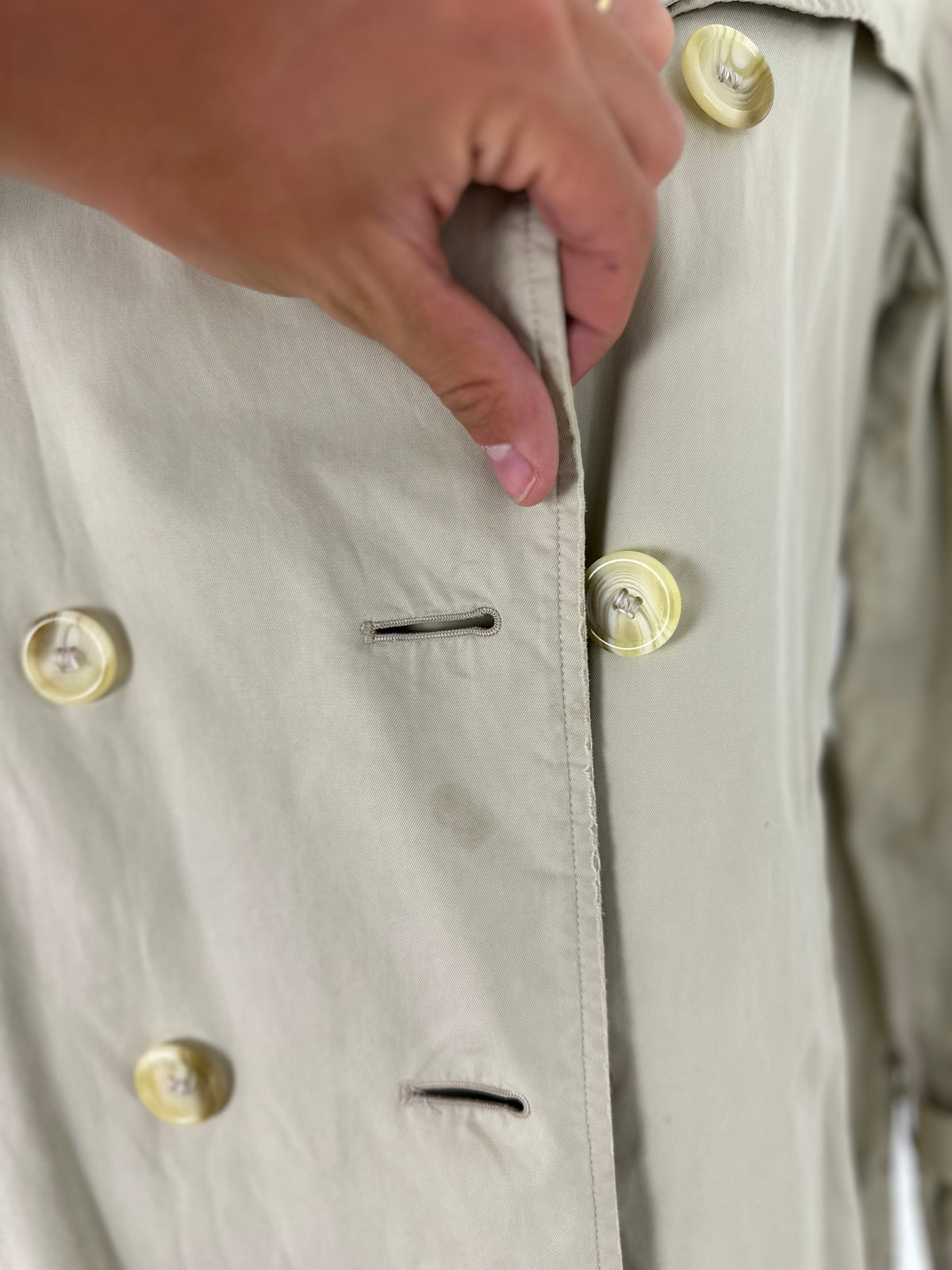 Vintage Burberry Trench Coat Creme Size 8 XS