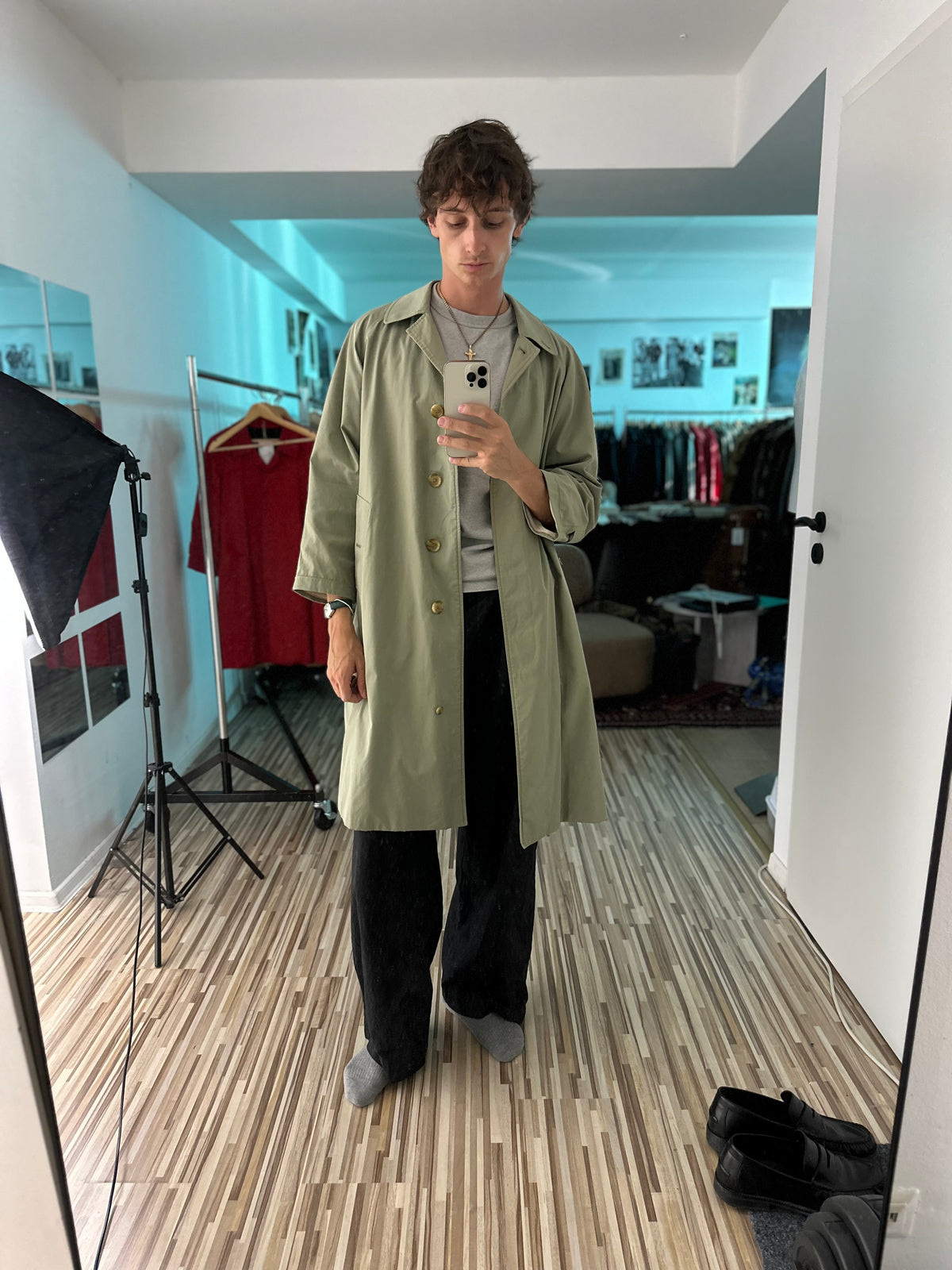 Vintage Burberry Car Coat Oliv Size 14 L