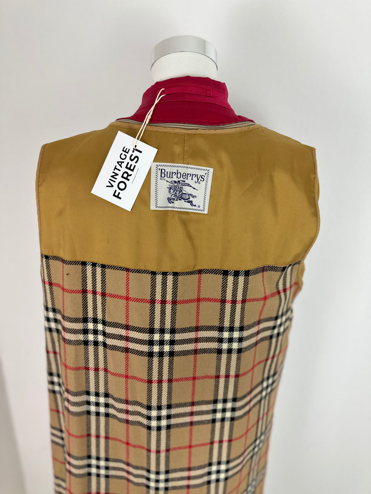 Vintage Burberry Trench Coat Red Size 14 L With Lining