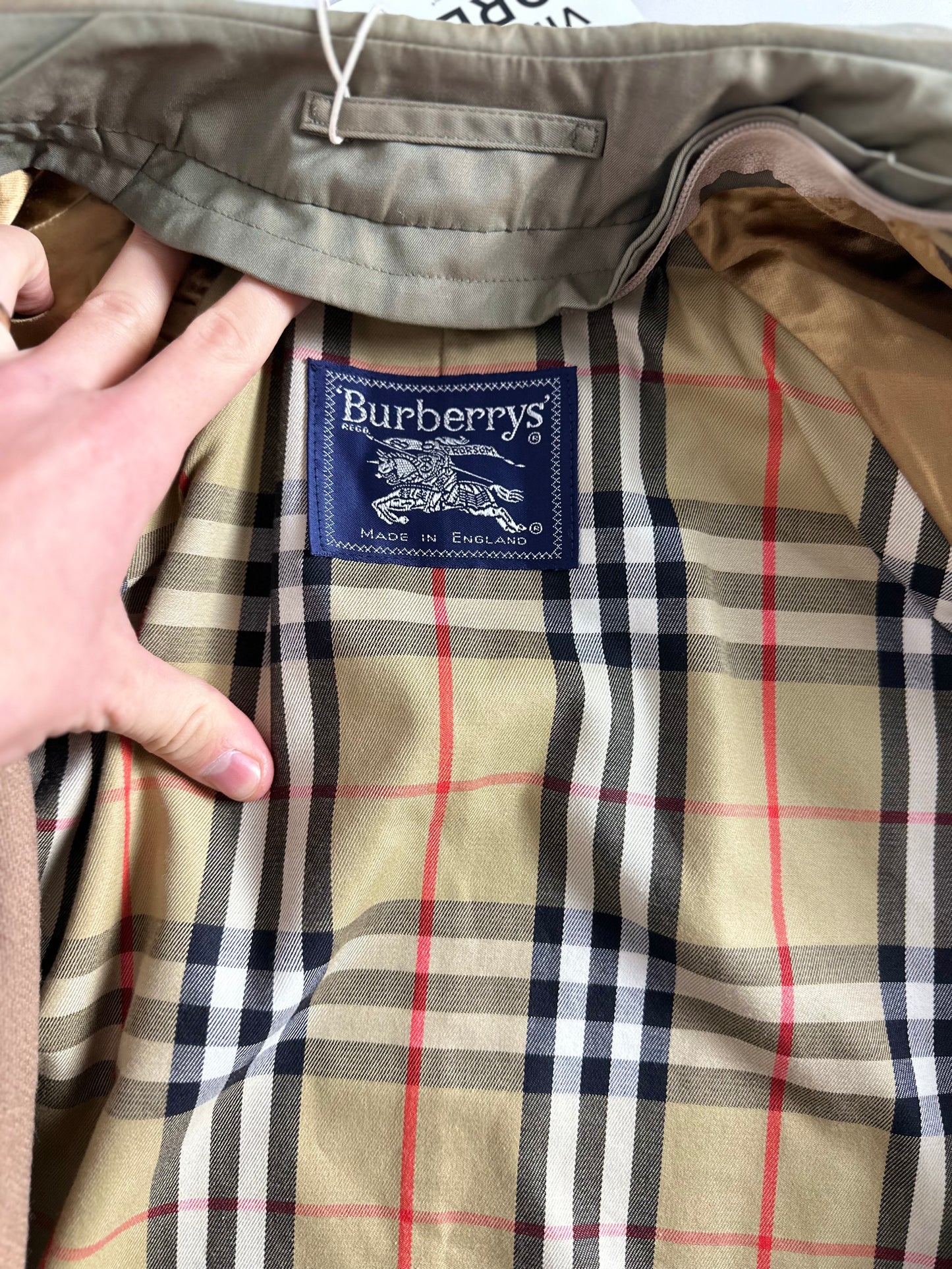 Vintage Burberry Car Coat Khaki Size 46 S With Lining