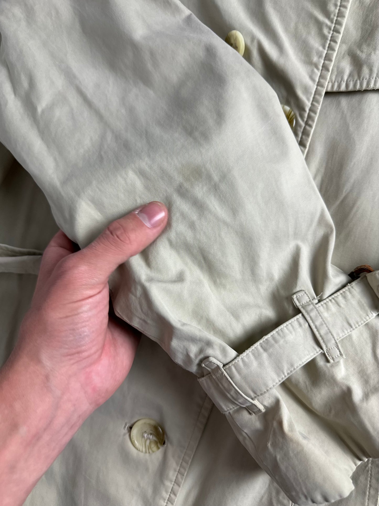 Vintage Burberry Trench Coat Creme Size 8 XS