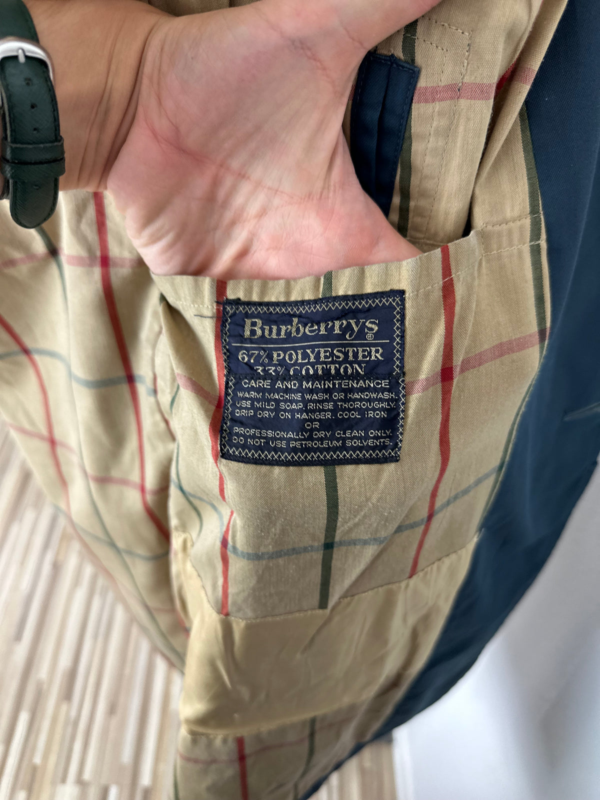 Vintage Burberry Car Coat Navy Size 46 S