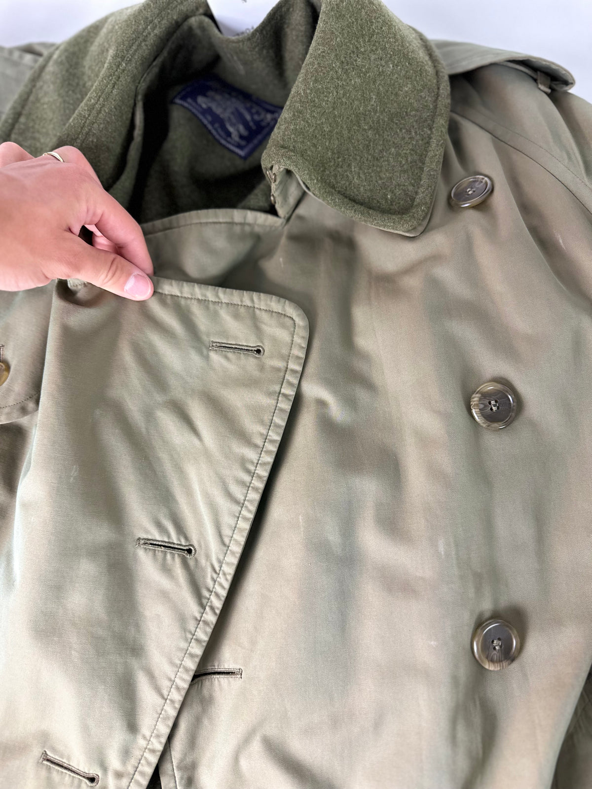 Vintage Burberry Trench Coat Khaki Size 48 M With Lining