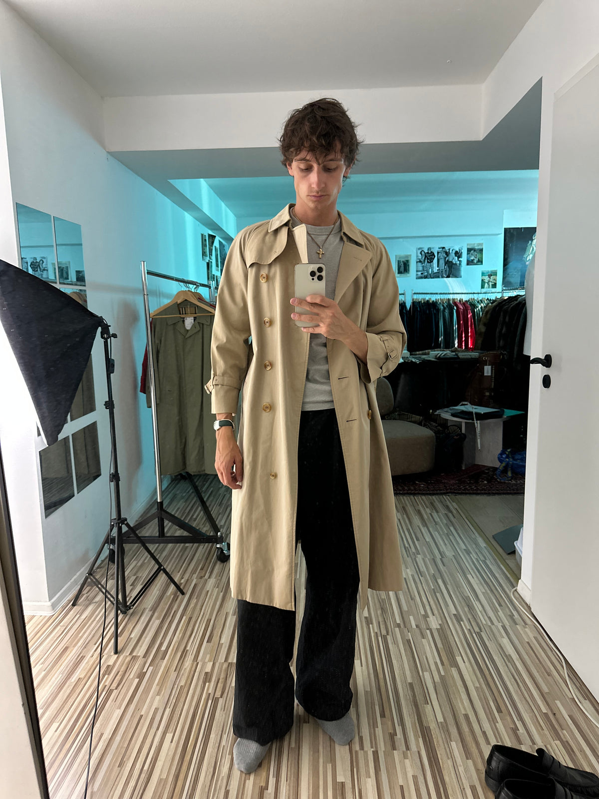Vintage Burberry Trench Coat Beige Size 12 M