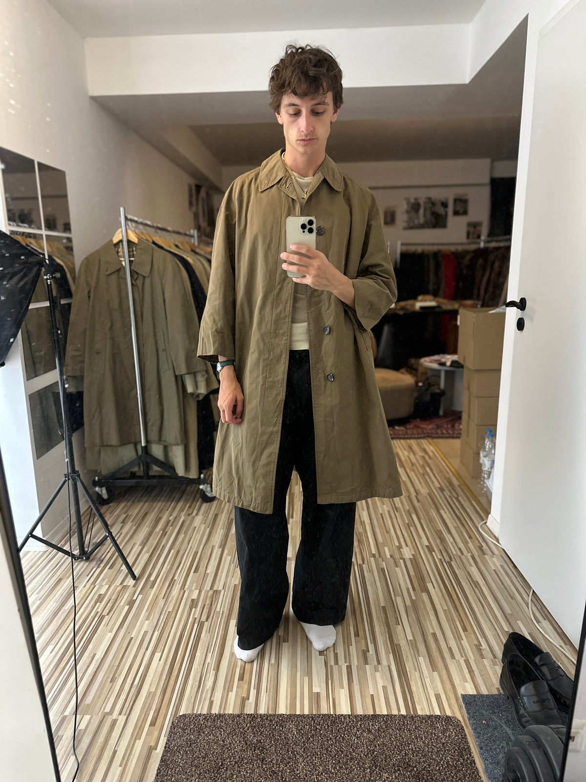 Vintage Burberry Car Coat Brown Size 52 L