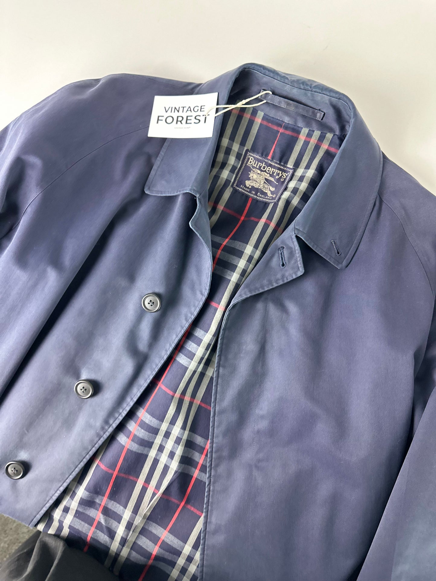 Vintage Burberry Car Coat Navy Size 54 XL
