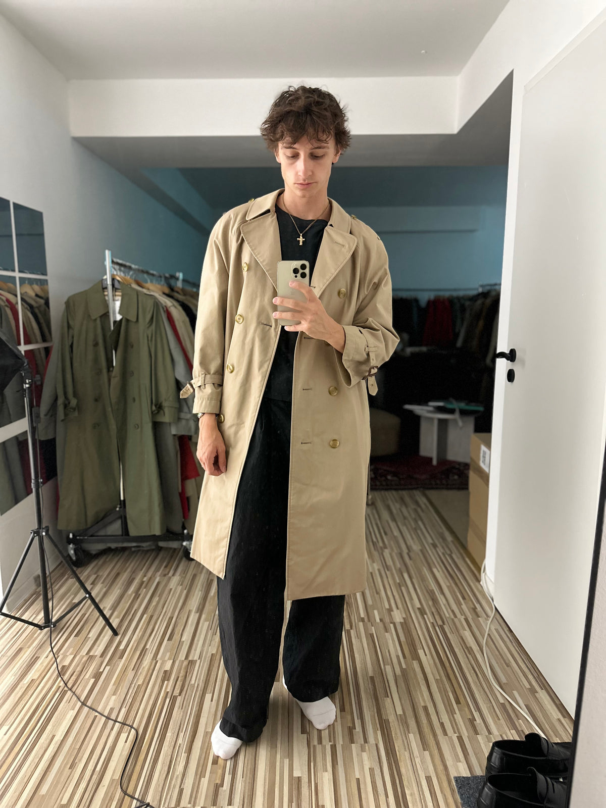 Vintage Burberry Trench Coat Beige Size 16 XL With Lining