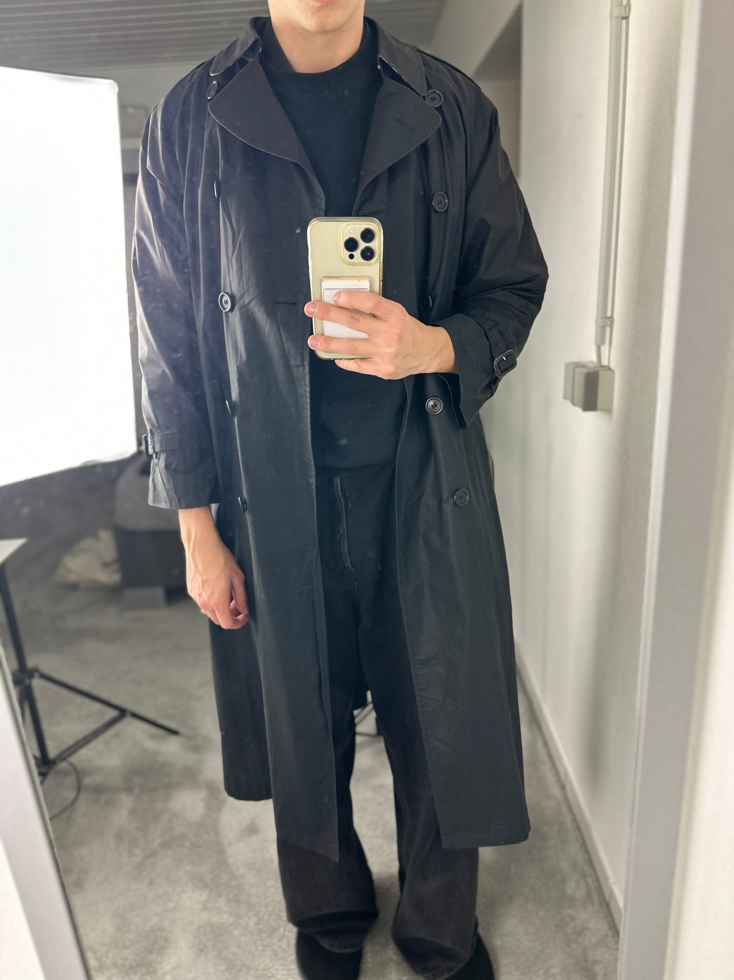 Vintage Burberry Trench Coat Black Size 14 L