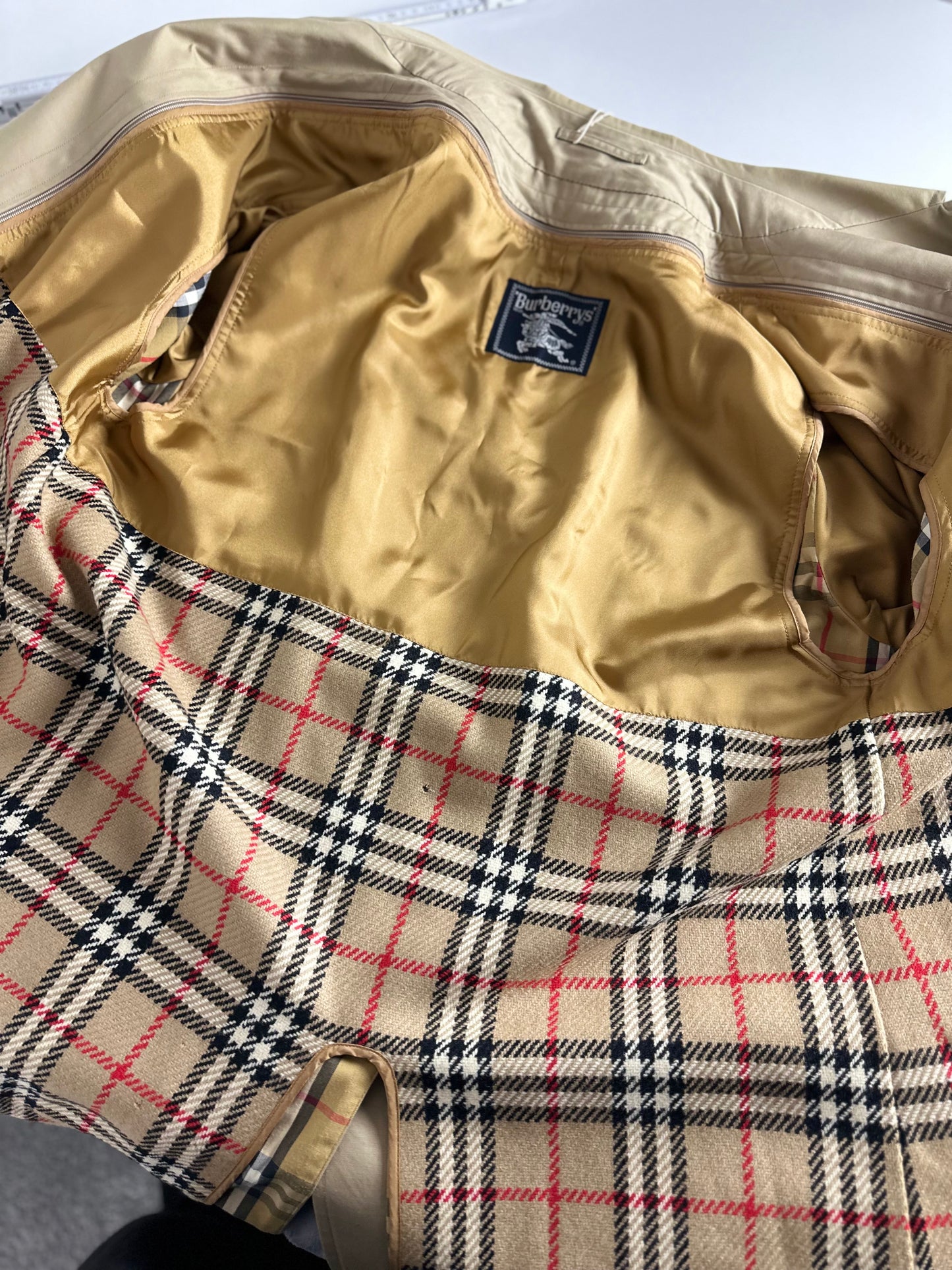 Vintage Burberry Car Coat Beige Size 52 L With Lining