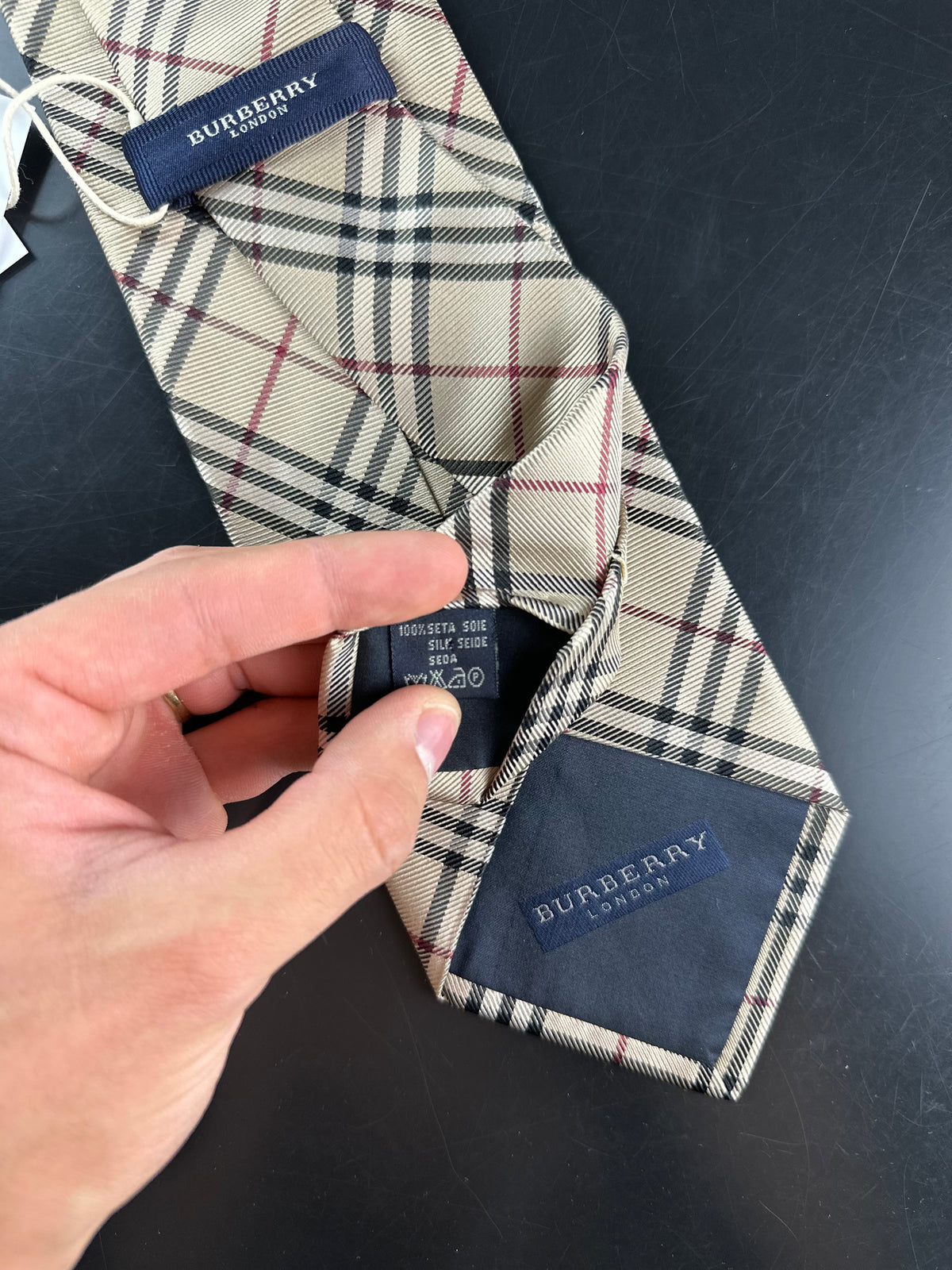 Vintage Burberry Nova Check Silk Tie