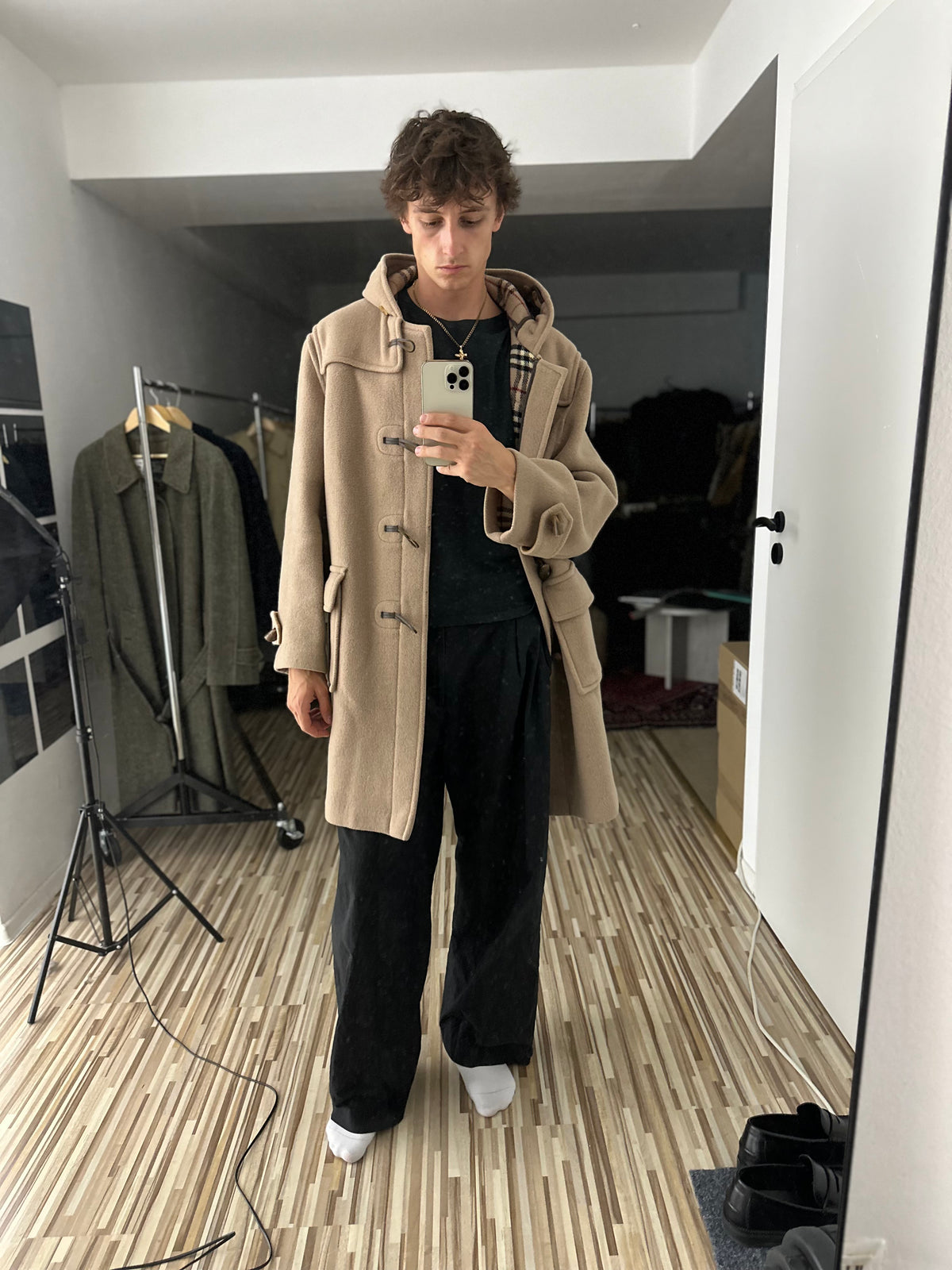 Vintage Burberry Duffle Coat Beige Size 52 L