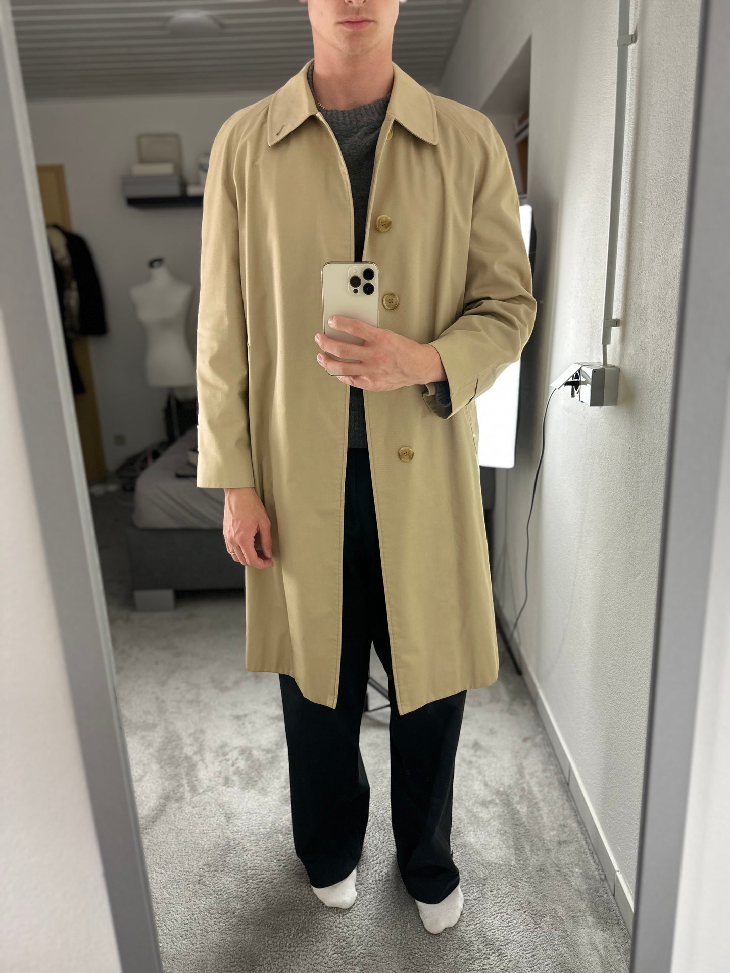 Vintage Burberry Car Coat Size 48 M With Lining