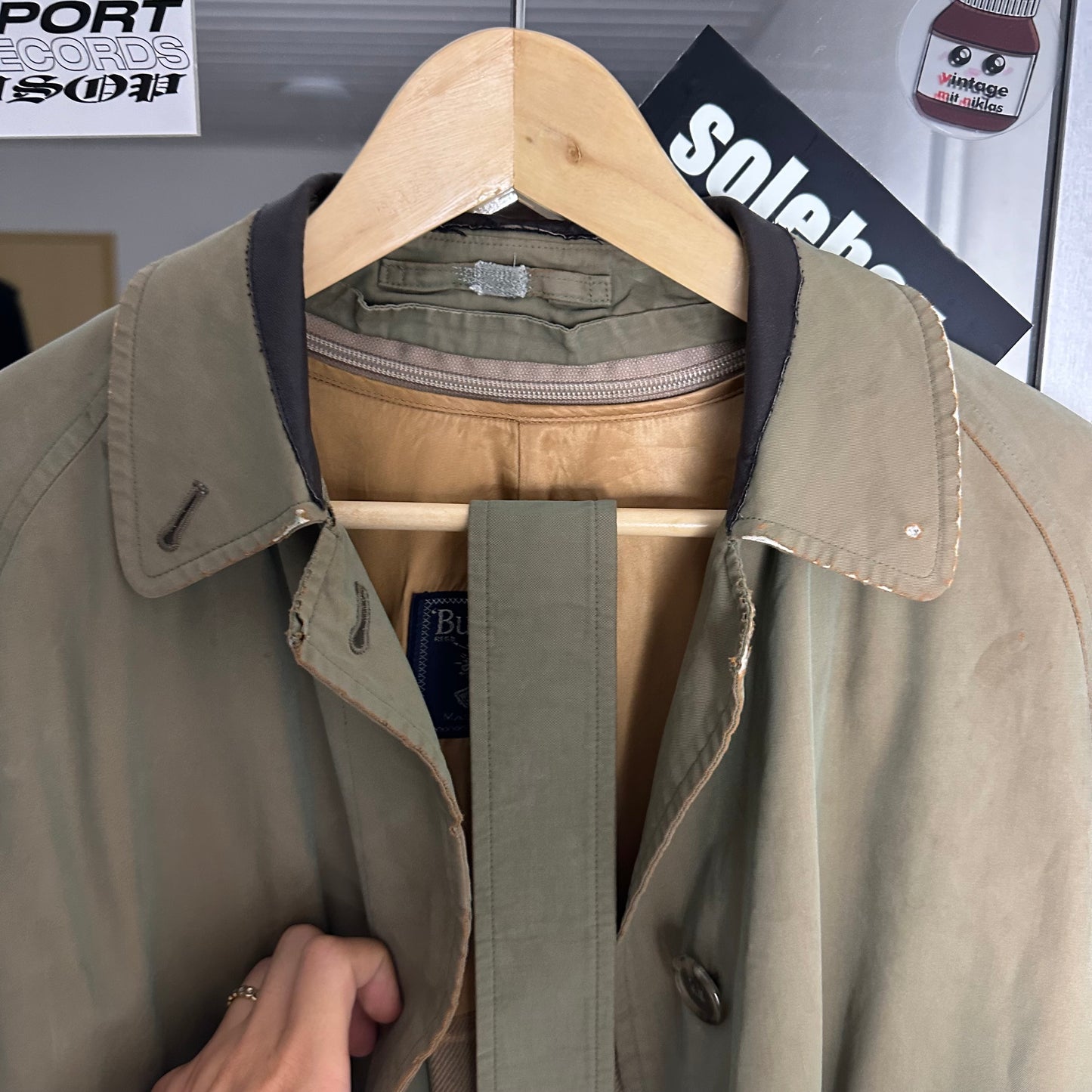 Vintage Burberry Trench Coat Khaki Size 12 M