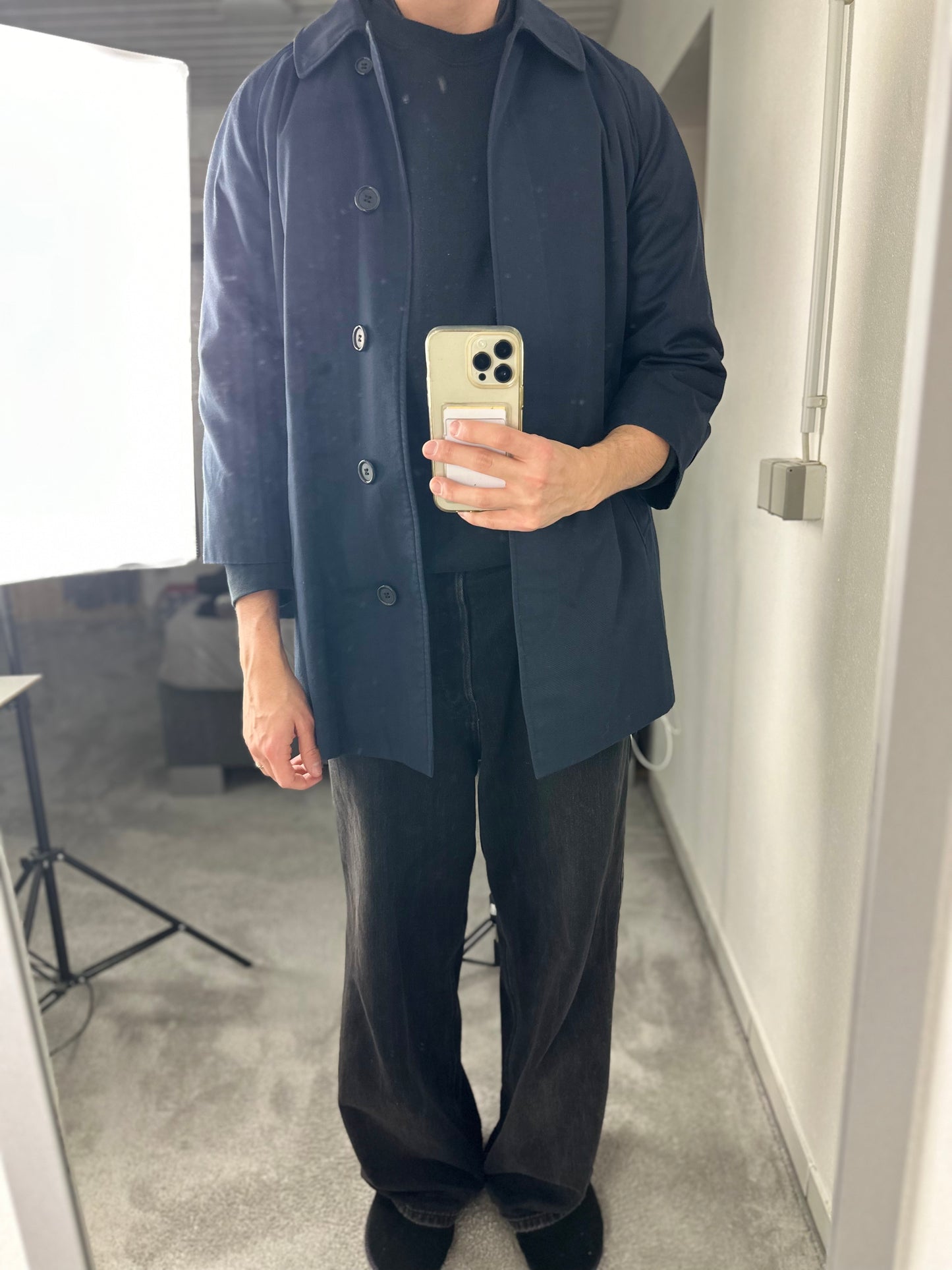 Vintage Burberry Car Coat Navy Size 10 S