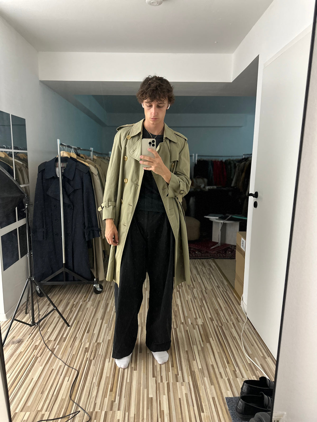 Vintage Burberry Trench Coat Oliv Size 48 M