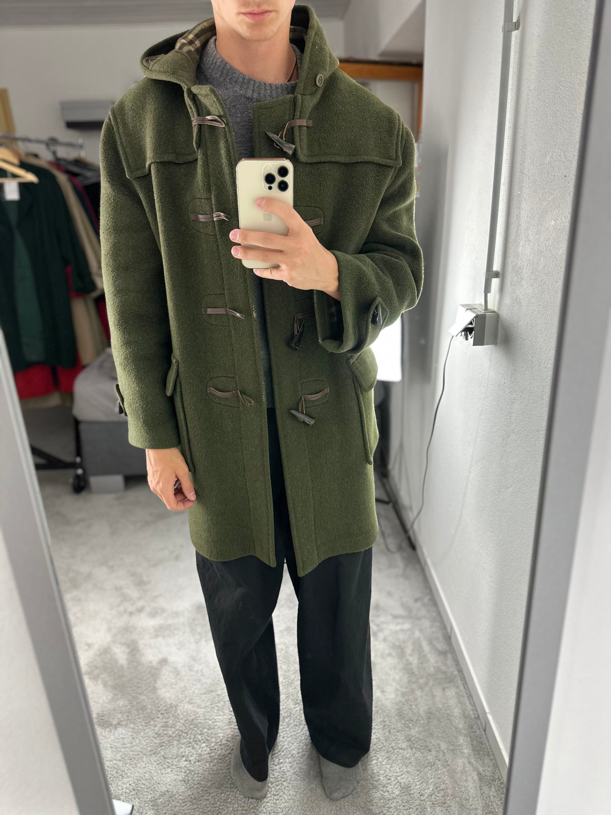 Vintage Burberry Duffle Coat Khaki Size 54 XL