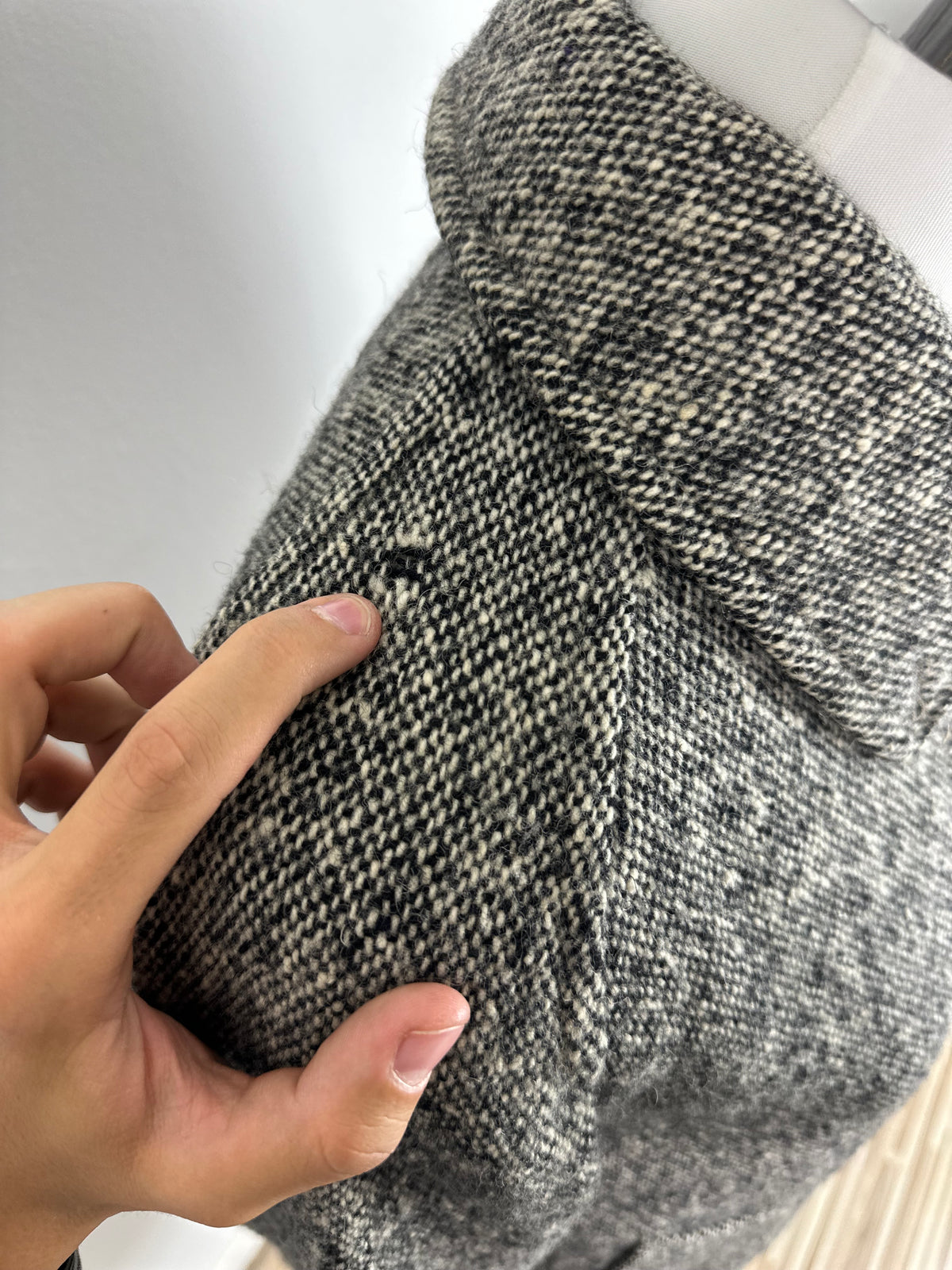 Vintage Burberry Tweed Coat Grey Size 12 M