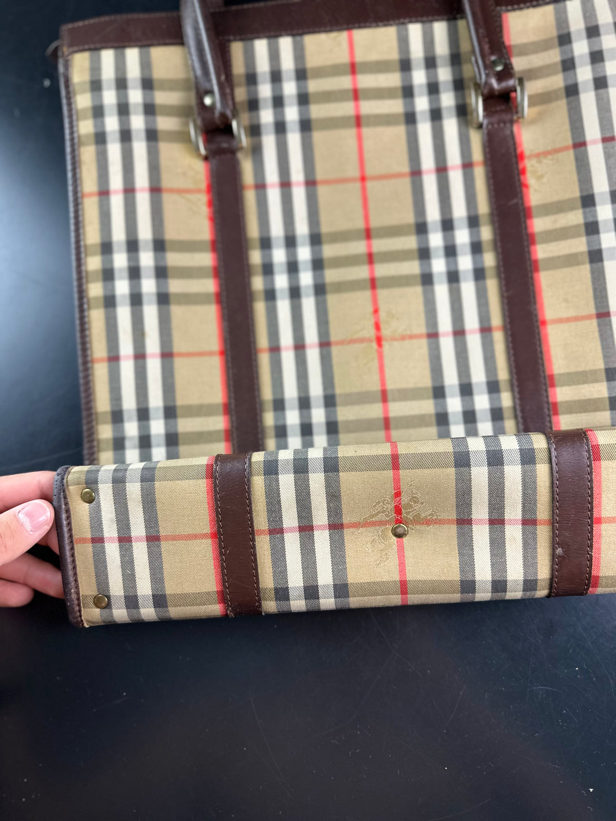 Vintage Burberry Haymarket Nova Check Tote Bag Shopper