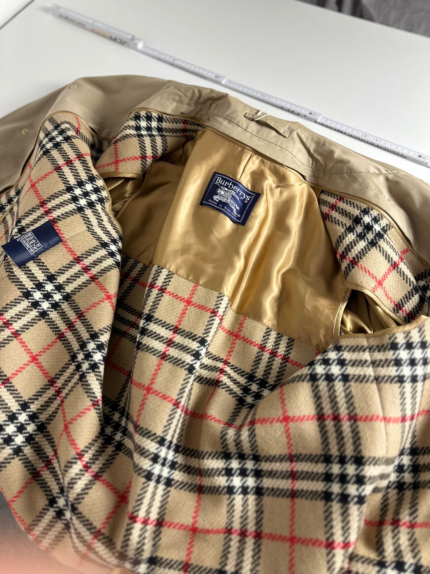 Vintage Burberry Car Coat Beige Size 52 L With Lining