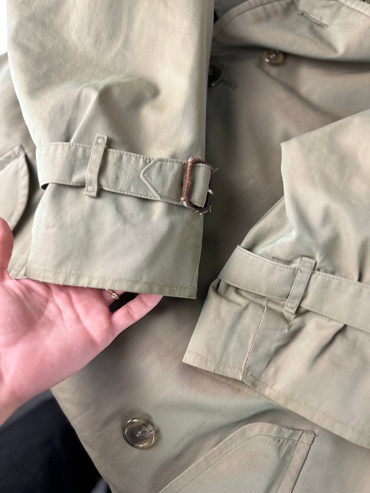 Vintage Burberry Trench Coat Khaki Size 48 M With Lining