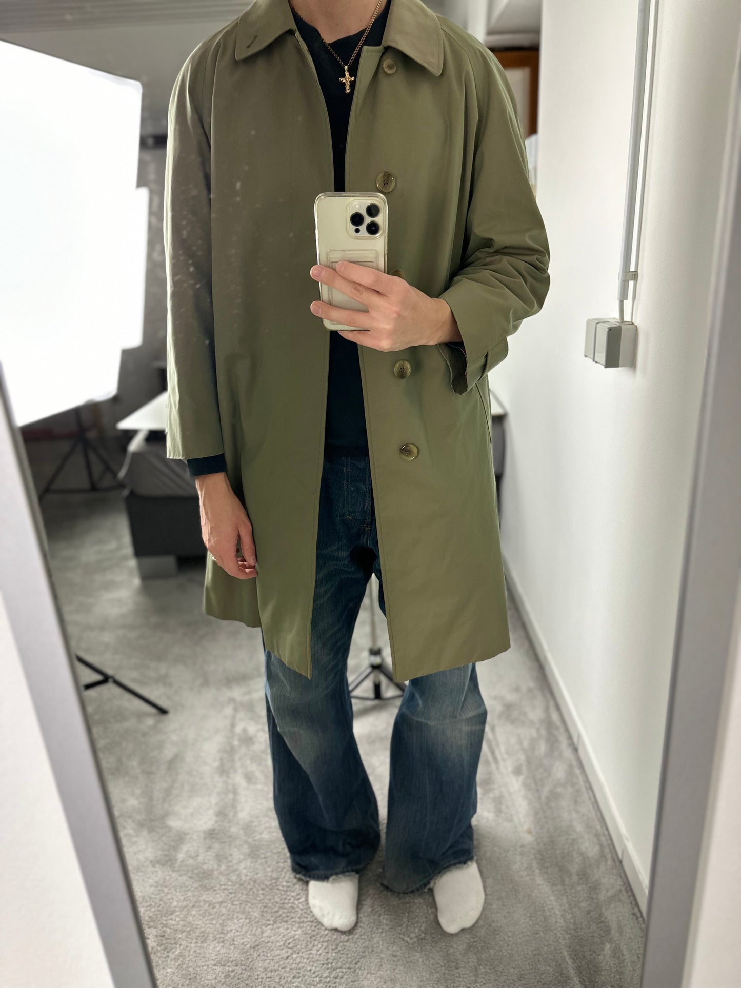 Vintage Burberry Car Coat Khaki Size 46 S