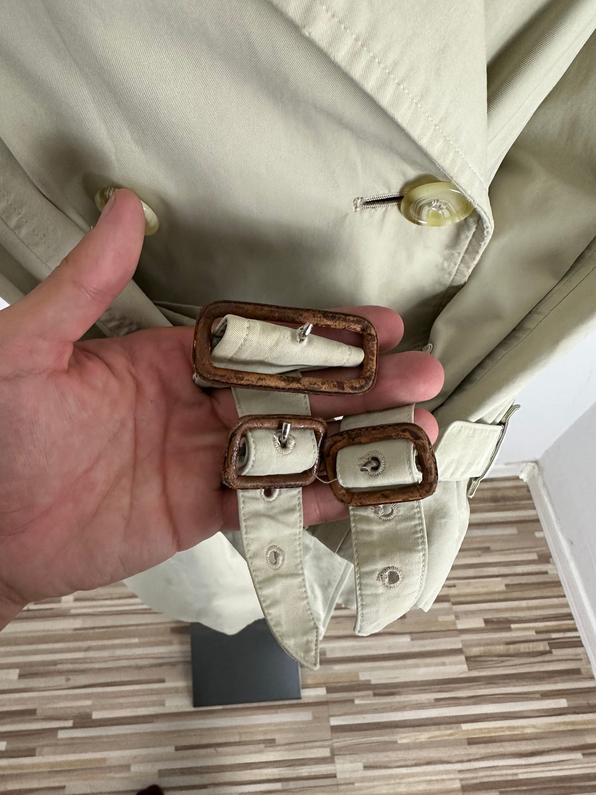 Vintage Burberry Trench Coat Creme Size 8 XS
