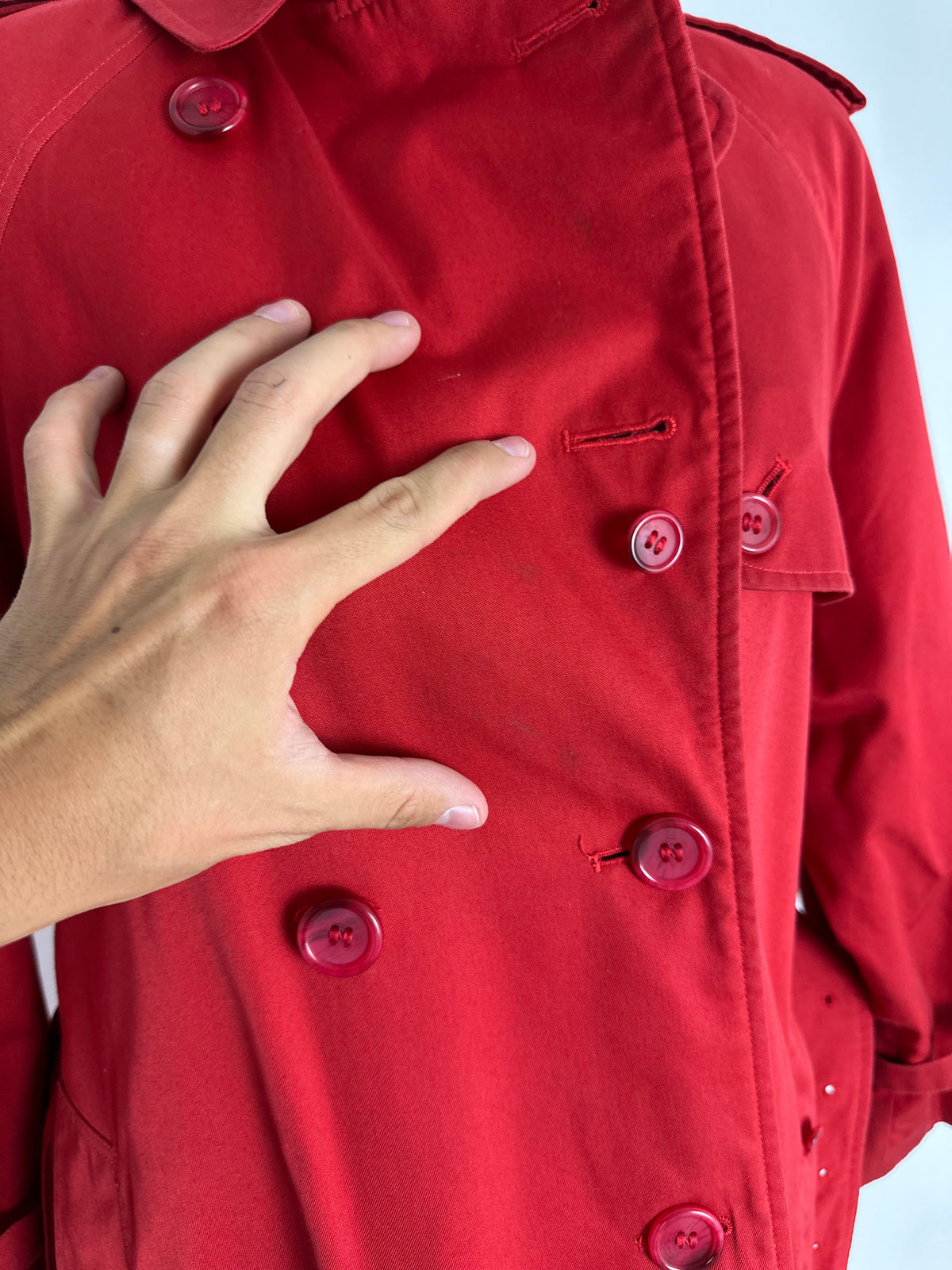 Vintage Burberry Trench Coat Red Size 12 M