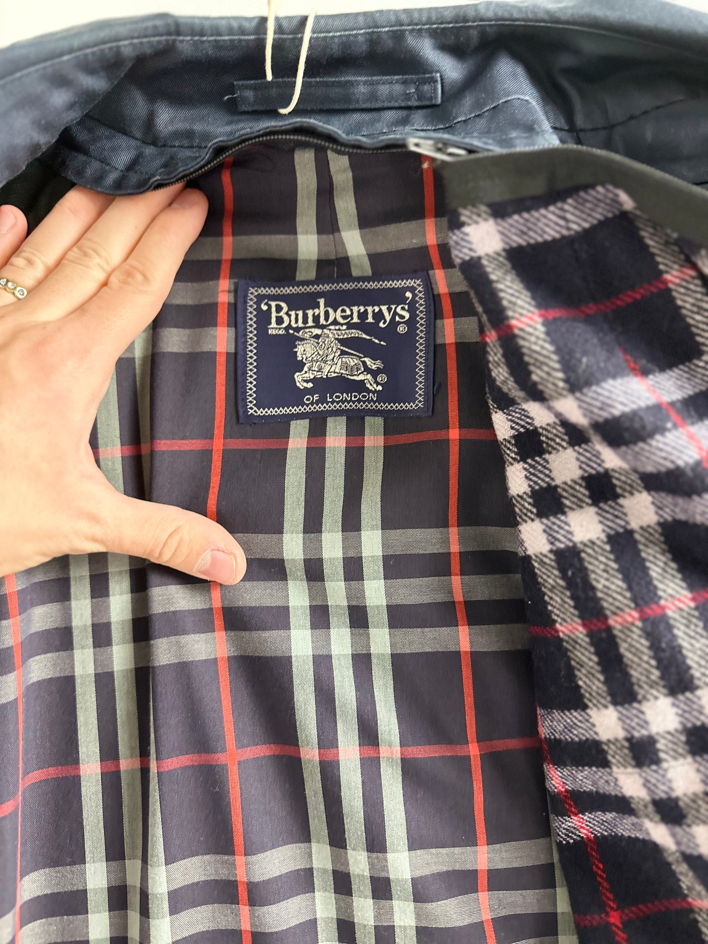 Vintage Burberry Car Coat Navy Size 50 L With Lining